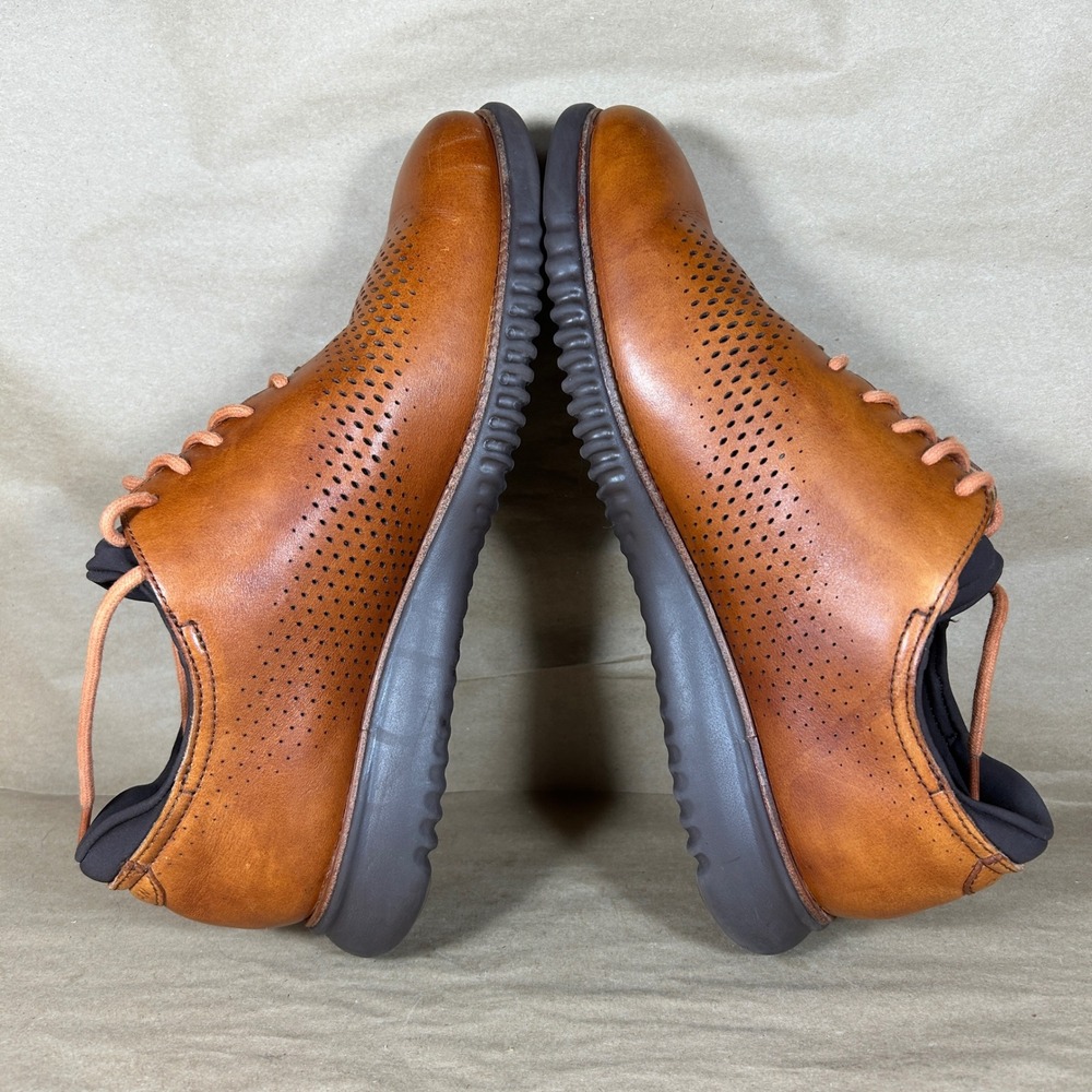 Cole Haan 2.ZeroGrand Oxford Mens 8.5 Brown Solid Leather Laser Wingtip Shoes - Picture 7 of 10